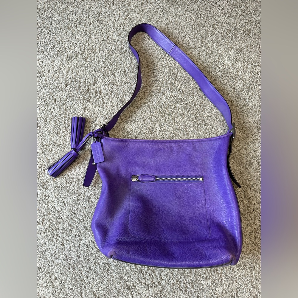 Purple leather Coach bag - Picture 2 of 9